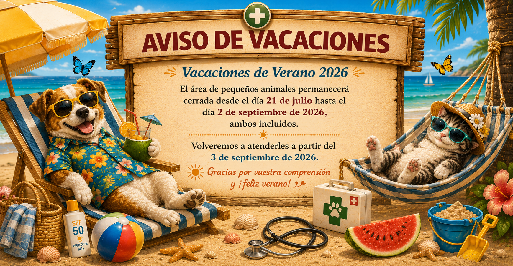 Cierre Servicio Pequeños Animales a partir del 21 de Julio